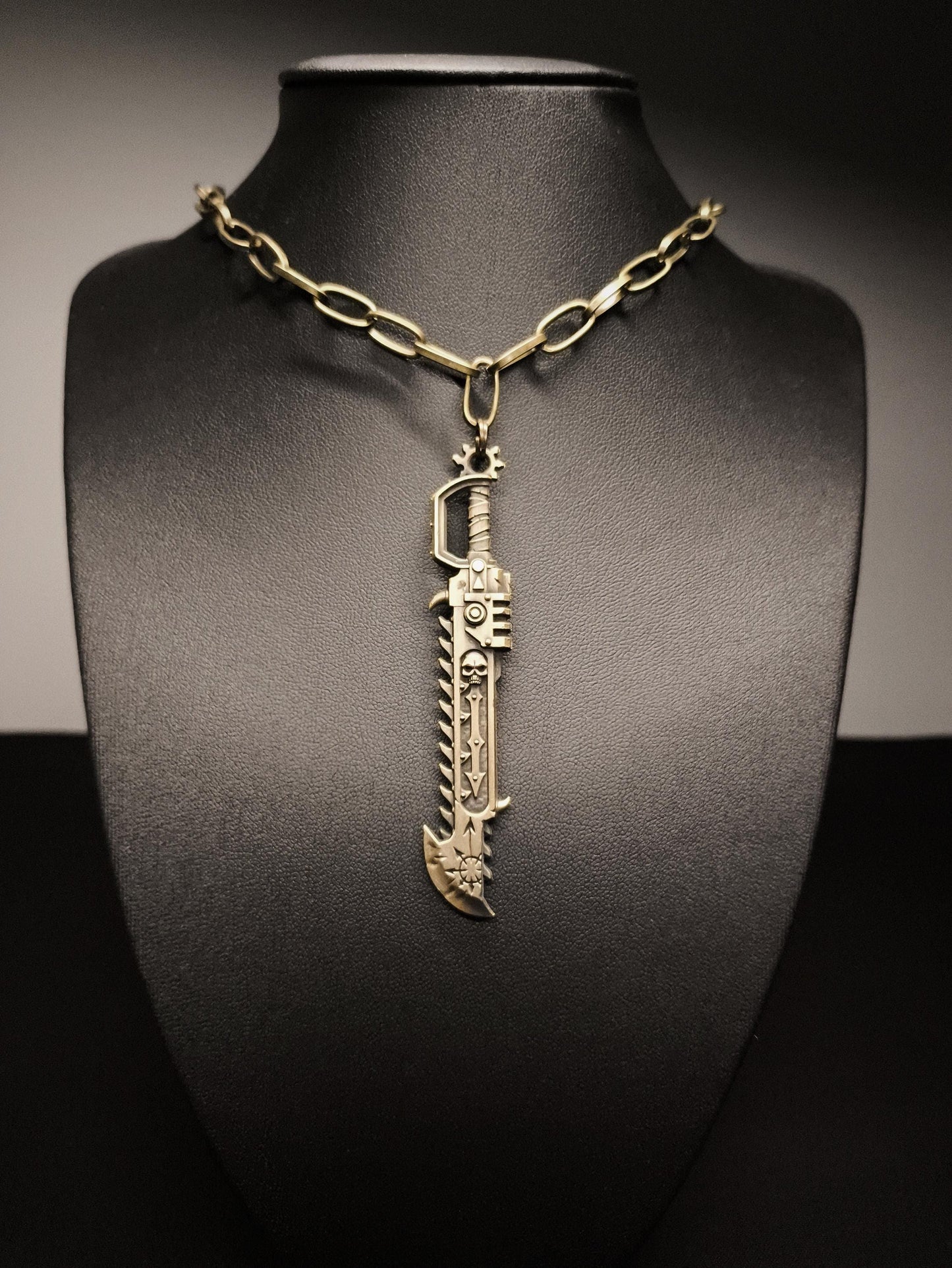 Warhammer40K Heretic Chainsword Pendant and Chain Necklace