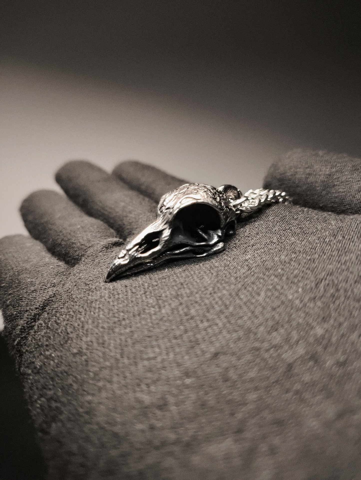 Ravencrest — Raven Bird Skull Pendant Chain Necklace