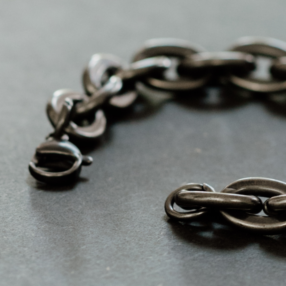 Premium Chunky Industrial Dark Stainless Steel Chain Link Bracelet