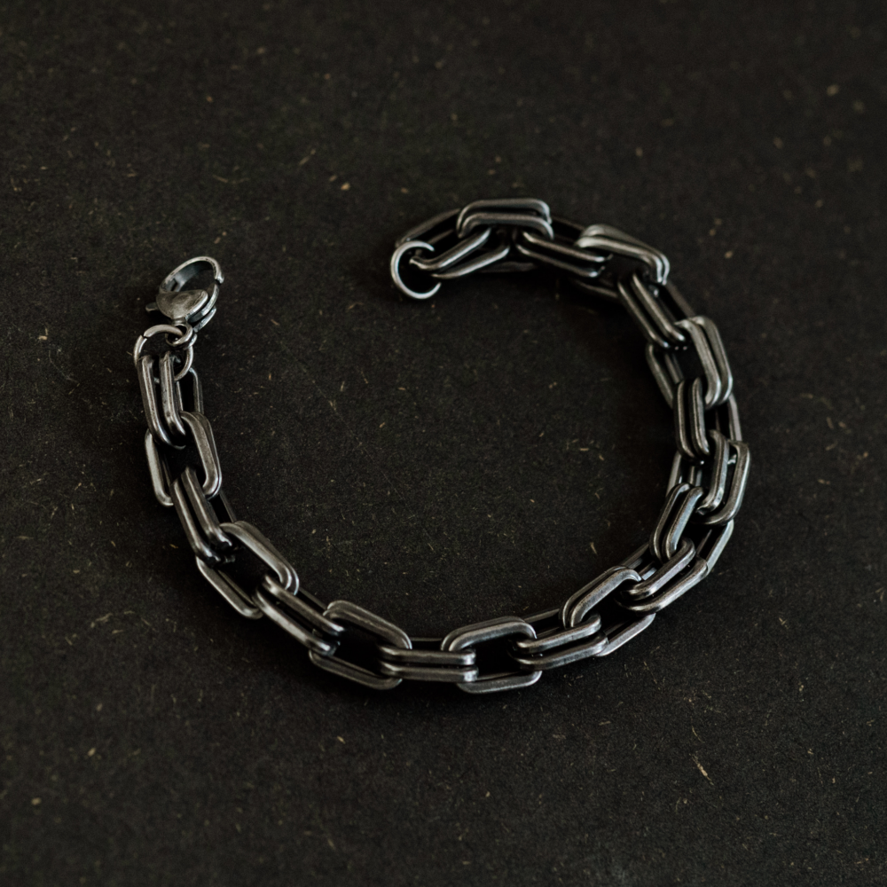 Premium Chunky Double Link Steel Chain Bracelet in Stainless Steel