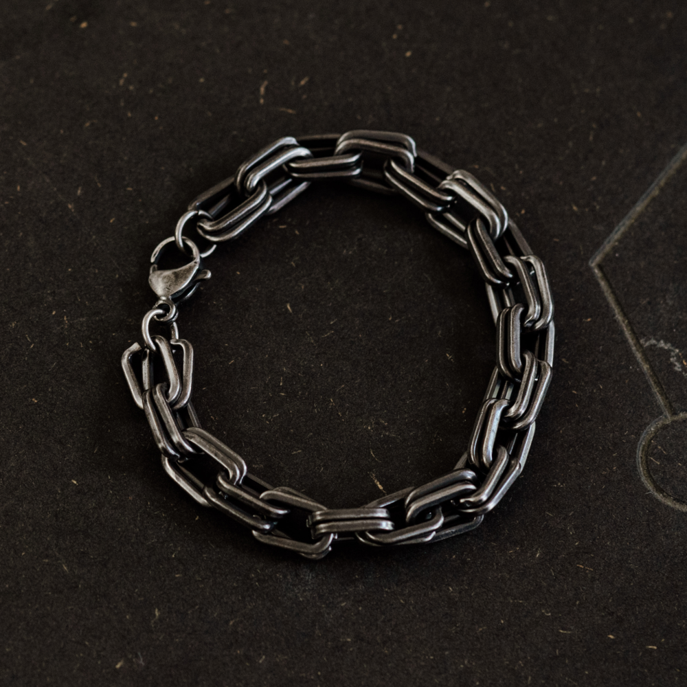 Premium Chunky Double Link Steel Chain Bracelet in Stainless Steel