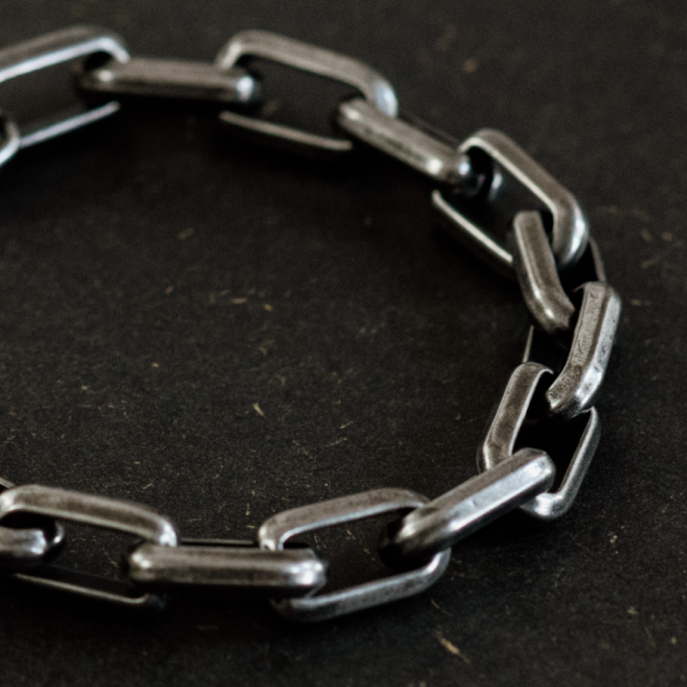 Chunky Oxidised Stainless Steel Bracelet – Gothic Chain Link Bracelet in 2 Styles