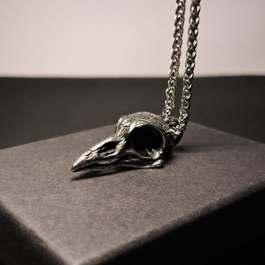 Ravencrest — Raven Bird Skull Pendant Chain Necklace