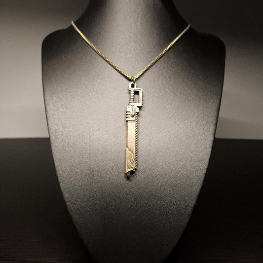 Warhammer 40K Space Marine Chainsword Pendant and Chain Necklace in Antique Bronze Stainless Steel