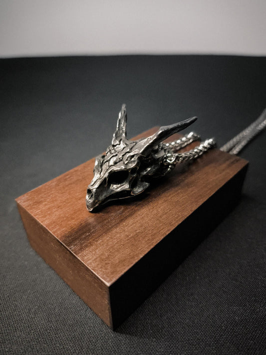 Blightfire – Detailed Dragon Skull Pendant and Chain Necklace in Stainless Steel