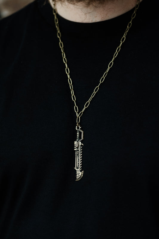 Warhammer40K Heretic Chainsword Pendant and Chain Necklace