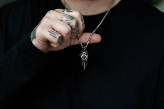 Ravencrest — Raven Bird Skull Pendant and Chain Necklace