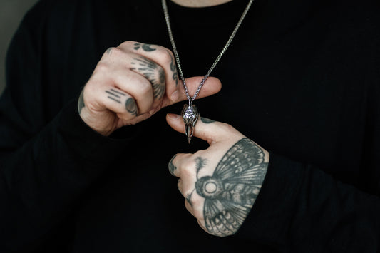 Ravencrest — Raven Bird Skull Pendant and Chain Necklace