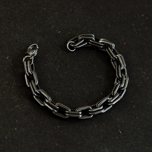 Premium Chunky Double Link Steel Chain Bracelet in Stainless Steel